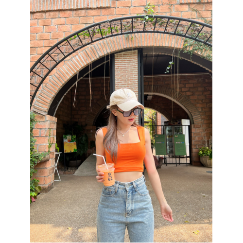 Áo crop top cổ vuông hàng Thái Lan xách tay