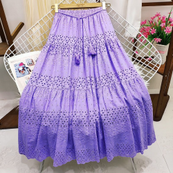 Váy Midi Cotton Hàn Quốc Phối Ren Co Giãn Cao Cấp Chữ A Slim Lớn Đầm Dài Váy Xếp Ly dành cho Nữ hàng Thái Lan