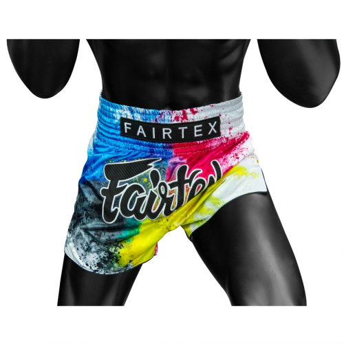 Quần short đấm bốc BS1937 Fairtex Acid Jazz nền  trắng, Made in Thái Lan