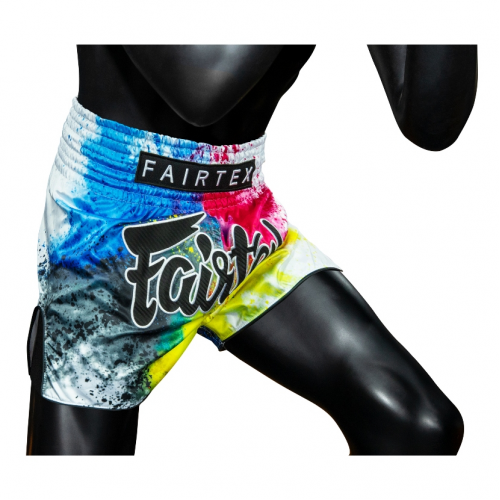 Quần short đấm bốc BS1937 Fairtex Acid Jazz nền  trắng, Made in Thái Lan