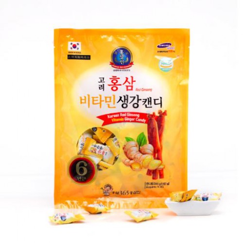 Kẹo Hồng Sâm Vị Gừng 365 Hàn Quốc 300g - Giảm ho hiệu quả