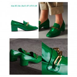 [Order] Giày Burberry Block-heel Loafers Màu Xanh Lục