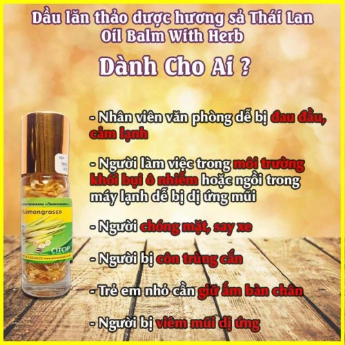 Dầu Lăn Sả Banna Oil Balm With Herb Lemongrass 10ml Thái Lan