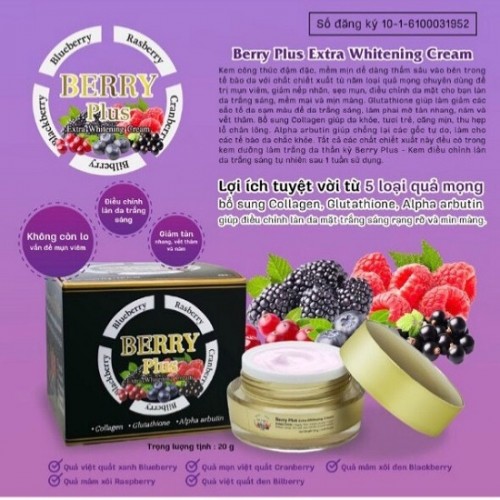 Kem Trị Nám Dưỡng Trắng Da Ban Đêm Berry Plus Extra Whitening Cream Thái Lan
