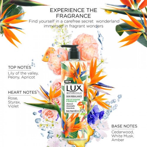 Sữa Tắm Lux Botanicals Skin Rebalance Hương Hoa Thiên Điểu 450ml Thái Lan