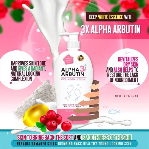 Sữa Dưỡng Trắng Da Alpha Arbutin Collagen Lotion 3+ Plus Thái Lan