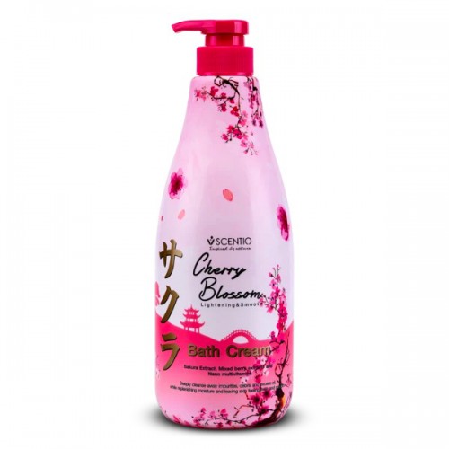 Kem Tắm Dưỡng Trắng Da Scentio Cherry Blossom Bath Cream 700ml Thái Lan