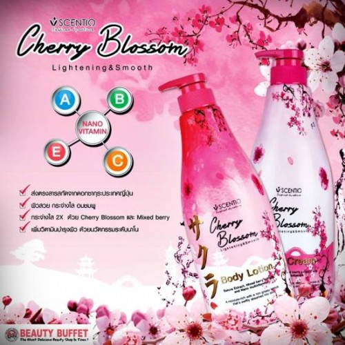 Kem Tắm Dưỡng Trắng Da Scentio Cherry Blossom Bath Cream 700ml Thái Lan