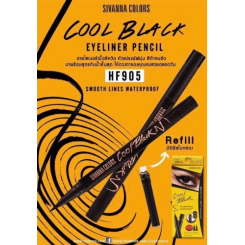 Bút Kẻ Mắt Sivanna Colors Cool Black Eyeliner Pencil HF905 Thái Lan