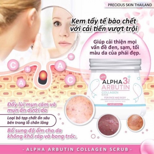 Tẩy Tế Bào Chết Da Mặt Và Body Alpha Arbutin 3 Plus+ Collagen Scrub Thái Lan