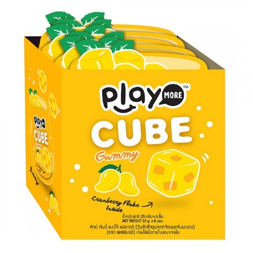 Lốc 6 Bịch Kẹo Play More Cube Vị Xoài Dạng Thạch 25g Thái Lan