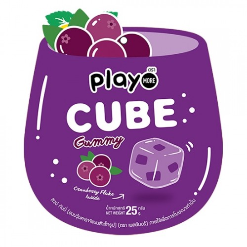 Lốc 6 Bịch Kẹo Play More Cube Vị Nam Việt Quất Dạng Thạch 25g Thái Lan
