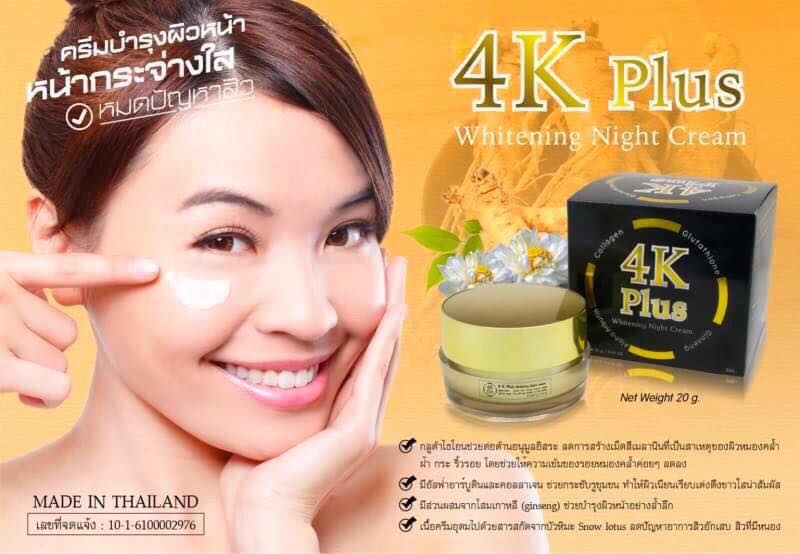 Review Kem Sâm Dưỡng Trắng Da Ban Đêm 4K Plus Thái Lan
