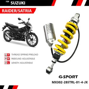 Phuộc YSS RAIDER/SATRIA G-SPORT (Lò Xo Vàng, Bình Dầu Bạc) MX302-285TRL-01-4-JX Thái Lan