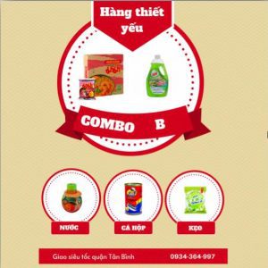 Combo Hàng Thiết Yếu B [Mì, Nước Vitamin C, Nước Lau Sàn, Cá Hộp, Kẹo Chanh Muối]