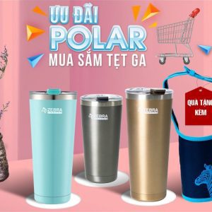 Ly giữ nhiệt cao ấp Polar 870ml hàng nhập khẩu thương hiệu Zebra Thái Lan - Tặng kèm túi xách vải có quai