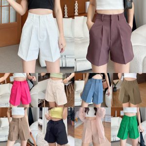 Quần shorts nữ kaki lưng cao nhiều màu Bemychic