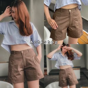 Quần shorts kaki vintage lưng thun nhiều màu Achi