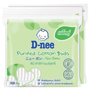 Gói 100 Tăm Bông Cotton Dành Cho Trẻ Sơ Sinh D-nee Thái Lan