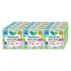 Lốc 12 Bịch Băng Vệ Sinh Có Cánh Laurier Soft & Safe Thái Lan Loại 4 Miếng