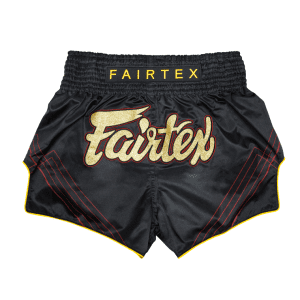 Mẫu quần short đấm bốc BS1925 Fairtex màu đen sọc đỏ hàng order Thái Lan