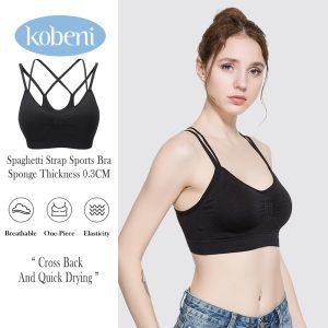 Kobeni Áo ngực thể thao áo ngực thể thao chéo lưng Áo ngực Yoga áo ba lỗ mềm mại thoải mái Áo vest thể dục với miếng bọt biển cắt một mảnh