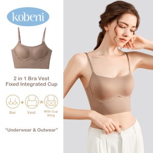Kobeni áo ba lỗ Một hàng khuy cho nữ đồ lót nữ không đường may áo ba lỗ phong cách Mỹ phong cách Mỹ thu nhỏ ngực to thon gọn bên hông giảm xóc