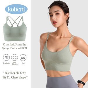 Kobeni Áo ngực thể thao Yoga Áo ngực thể thao Áo ngực Yoga một dây đeo chéo lưng với miếng bọt biển có thể tháo rời vải co giãn mặc thoải mái