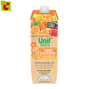 Unif, nước ép rau, hỗn hợp trái cây, nước ép cà rốt và nước cam tổng cộng 100% 1000.