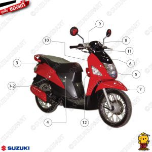 Bộ khung màu Suzuki Let's 110 2013 Đỏ-Xám