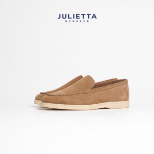 Giày lười da lộn julietta Carlo: màu nâu lạc đà (không viền)