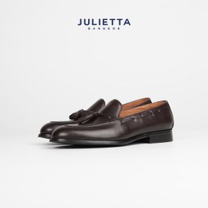 Giày lười julietta tua rua Calfskin: Nâu