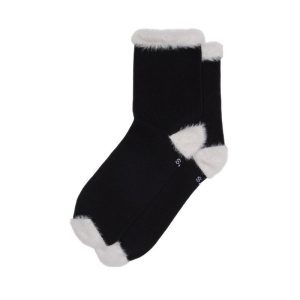 Dr. martens tất cotton hữu cơ pha trộn lông nhân tạo màu đen trắng