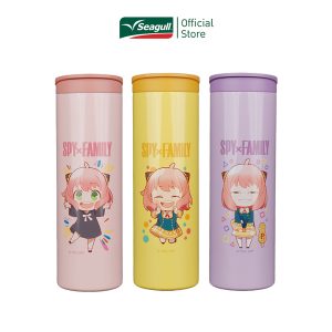 Seagull spyxfamily cốc hút chân không 0.5 lít có sẵn 3 màu (Tím/Hồng/Vàng)