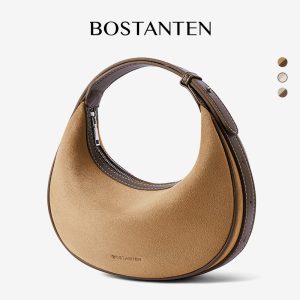 Túi trăng da lộn BOSTANTEN - Túi xách nữ sang trọng, thời trang và đa dụng.