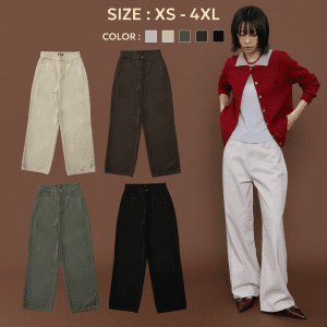 Quần jeans cần thiết Bemingjeans061 (XS-4XL) - Quần jeans cạp cao, dáng rộng, mặc lên trông chân dài, vải mềm.
