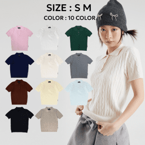[Bemingtop765(S/M) - Beming Basic Polo có chi tiết gần giống với Luna, khác biệt ở mẫu hoa văn lớn hơn, mặc thoải mái]