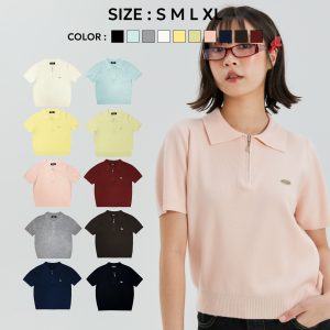 Sẵn sàng gửi) Bemingtop909 (S-XL) - Cody Half-Zip Polo - Áo polo cổ áo cài khóa bán cách - Chất liệu vải dệt chặt nhưng mềm mại.