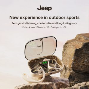 Tai nghe không dây Jeep EC016 Bluetooth thể thao Over-Ear Earphones Wireless Earbuds, tai nghe Bluetooth 5.3 với Mic Chống ồn ENC, 20H HiFi Stereo Over Ear Earbud với màn hình LED và cổng USB-C, tai nghe chống nước IPX4 cho việc tập luyện/làm việc/học tập.