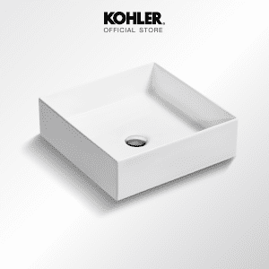 [KOHLER (giao hàng trong vòng 5-7 ngày) Bồn rửa mặt vuông Mica Vessel lắp đặt trên mặt bàn hình vuông cạnh, mô hình K-90011X-0]