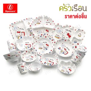 [Superware hộp quà miễn phí Kitty [giá mỗi món] đĩa hoặc tô hoặc thìa nĩa hoặc cốc nước Melamine Kitty Free Box]