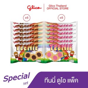 Glico Teenie Duo bộ đóng gói (Teenie Dâu x 6 / Teenie Sô cô la x 6) là kẹo thanh mát và giòn.