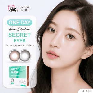 [Ống kính tiếp xúc hàng ngày Kitty Kawaii màu Secret Eyes Brown/Gray 4 chiếc]