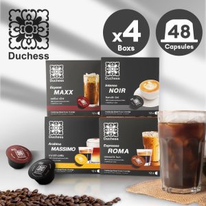 [Duchess hộp 48 viên cà phê hòa tan (4 hộp) cho máy Dolce Gusto - 5 hương vị]