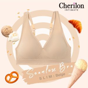 [Cherilon Slim Bra không gọng áo lót mềm mại, thoải mái, cổ rộng, phù hợp với phụ nữ có vóc dáng nhỏ, màu da ONIC-TSBRA7-BE]