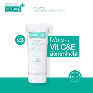 [(Gói 3) Smooth E White Babyface Foam 6 oz. Sữa rửa mặt Smooth E không có bọt, không chứa ion, không gây tắc nghẽn (dành cho người có vấn đề mụn, da sạm)]