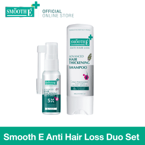 Bộ sản phẩm Smooth E chống rụng tóc, ngăn ngừa tóc rụng, điều trị da đầu dầu, tăng cường tóc dày.