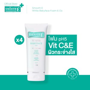 [(Gói 4) Smooth E White Babyface Foam 6 oz. Sữa rửa mặt Smooth E không có bọt, không chứa ion, không làm tắc nghẽn lỗ chân lông (dành cho da mụn, da sạm đen)]