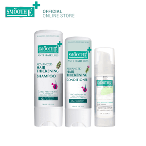 Bộ chăm sóc tóc Smooth E: Dầu gội giúp giảm tình trạng rụng tóc, ngứa da đầu và kích thích tóc dày từ gốc.
