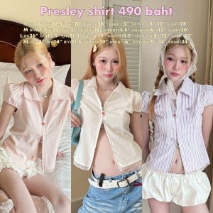 [Cintage♡ CT2117 Áo cộc tay có khóa zip presley8870]